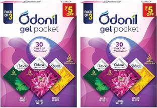 Odonil Gel Pocket Mix - Assorted | Air Freshener for Bathroom & Toilet Blocks Gel Pocket Mix| Air Freshener for Bathroom & Toilet (10g X 3pc X 2 Box)