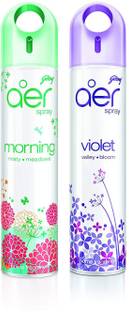 Godrej Aer Freshener Morning Misty Meadows&Violet Valley Bloom-Home&Office|Pack of 2(240ml) Car Freshener Spray Morning Misty Meadows & Violet Valley Bloom