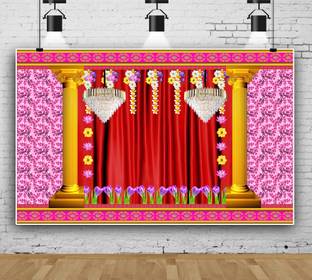 HRK CREATION Wedding Backdrop Cloth Ceremonies Decoration Backdrop (8*5 Feet)
