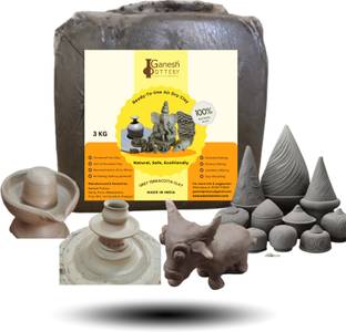 Ganesh Pottery Earthen Clay / Grey Terracotta Clay Ready to Use Natural Clay. Multi-purpose Clay can be used for Sculpting, Pottery, Jewellery Making, Eco-friendly Ganesha Idol Making, Art and Craft activities Art Clay
