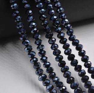 NANMAYA Shiny black Colour Crystals (Pack of 200) 8mm for Jewellery Making, Craft