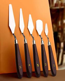 HIKIN SUPERMARKET 5 Palette Painting Knives Shapes,Stainless Steel Scraper Spatula Polished Artist