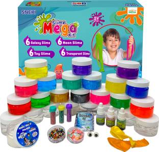 sneki (Pack of 24) Crystal Soft Magic Clay Mud Slime Toys Kit Set for Kids Girls Boys