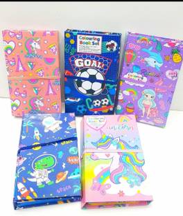 J B Creations 2 in 1 Coloring Book Set & Scratch Pad with 8 Dual Color Pencils