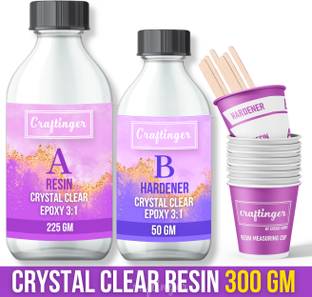 Craftinger Crystal Clear 300gm Epoxy Resin For Art & Craft 3:1 Mixing Ratio