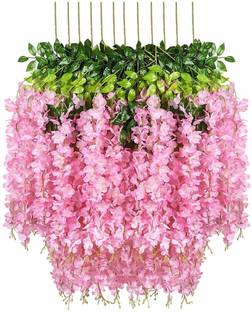 Mundeya Artificial Hanging Wisteria Flower Vine Pink Westeria Artificial Flower