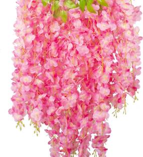 well art gallery 4 Pcs Wisteria Garland | Artificial Hanging Plants for Home Party Wedding Decor Pink Westeria Artificial Flower