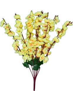 Sofix Beautiful Artificial Flower Bunch Yellow Orchids Artificial Flower
