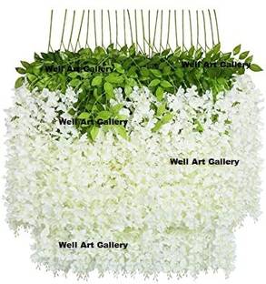 well art gallery White, Green Westeria Artificial Flower