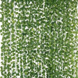 Adish Creation 8ft Set of 12 Artificial Money Plant Vine,For|Home|Wall|Garden|Decoration Green Wild Flower Artificial Flower