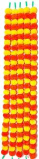 Siddhivinayak Siddhivinayak Artificial Garlands, Phool Mala, Genda Phool, Toran for Home Decoration Pack of 5 (Orange & Yellow) Orange, Yellow Marigold Artificial Flower