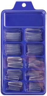 Dexklut Transparent Artificial Nail 100pcs Fake Acrylic Nail with Glue Transparent