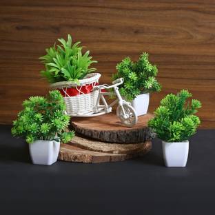 saf Small Size Set Of 4 Artificial Plants With Pot For Home And Office Decor Bonsai Wild Artificial Plant
