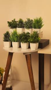 JJ Plastic 8-Piece Artificial Plant for Home Decor and Living Room lifelike faux plants Bonsai Wild Artificial Plant  with Pot