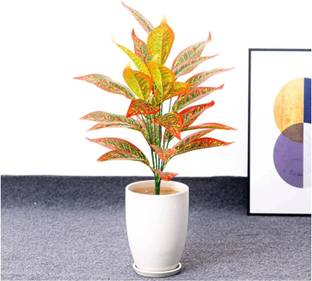De Gardenia De Gardenia Artificial Tropical Zebra Leaf Plant– 26 Large Leaves Bonsai Artificial Plant  with Pot
