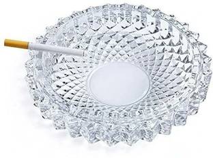 HEERYA Glass Cigarette Ashtray Round Tabletop for Home Office Home Décor Set of (1) Clear Glass Ashtray