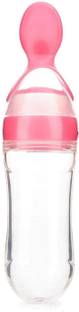 Kidsify 90ML Newborn Baby Feeding Bottle Toddler Safe Silicone Squeeze Feeding Spoon Milk Cereal Bottle Baby Training Feeder (Pink)  - Silicone