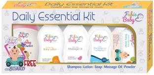 Fabie Baby Daily Essential Kit Powder + Lotion + Massage Oil + Shampoo + Soap, Pack of 5