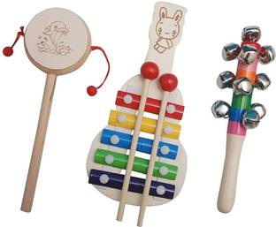 Little Mind Wooden Sound Making Rattle Set 5 Note Xylophone Combo Pack For Kids Rattle