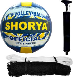 SHORYA NEW ARTICLE HAND STITCHED VOLLEYBALL WITH NYLON NET AND FREE AIR PUMP Volleyball - Size: 4