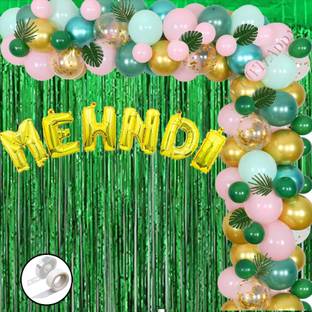Giftzadda Solid MEHNDI Balloon Decoration Kit Bride To Be Haldi Mehndi Ceremony Bridal Shower Balloon
