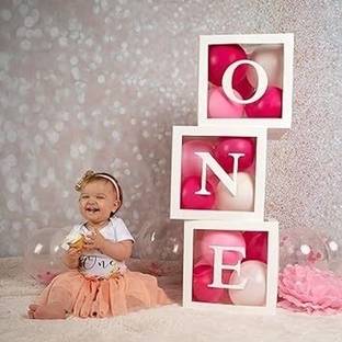 PARTY PARAGON Paper Baby Balloon Box For 1St Birthday Decoration-(Pack of 3Pc)