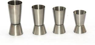 Anne-kee Stainless Steel 4 PCs Double Side Peg Measure 15/30 Ml 20/40 Ml 25/50 Ml 30/60 Ml Peg Measure Glass Set Jigger Shot Measurement Glass Measuring Cup for Whisky Vodka Alcohol Bar Accessories 4 - Piece Bar Set