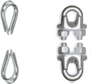 GymShark 2 Wire Lock with M6 Galvanized Steel 1/4" Diameter Wire Rope Cable 6 mm Thimbles Multi-training Bar