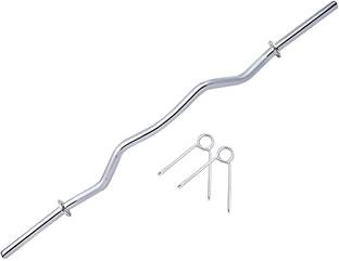 Krishav Trading 3 Ft 19 MM Zig Zag Rod with Springlock Weight Lifting Bar