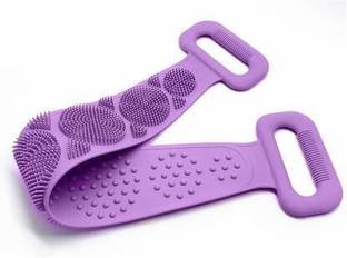AddIntoCart Silicone Bath Body Brush, Exfoliating Long Silicone Body Back Scrubber, Strong Rub Back Mud Silica Gel Bath Towel, Silicone Double-Sided Back Scrub- purple [ pack of 1 ]