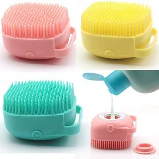 S P E Body Scrubber with Soap Dispenser for Shower, 1 Pack Silicone Exfoliating Brushes, Soft Body Exfoliator, Bath Loofah for Babies, Kids, Women, Men and Pets