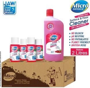 MicroDefence Surface & Floor Cleaner Disinfectant|Kills 99.9% Germs|4X50ml Conc Makes 2 Litre British Rose