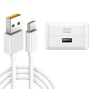 MAK 80 W SuperVOOC 6 A Wall Charger for Mobile with Detachable Cable