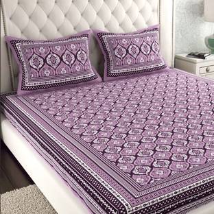 Leo Creation 144 TC Cotton Double Jaipuri Prints Flat Bedsheet