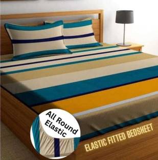 vashek Microfiber King Fitted (Elastic) 250 TC Printed Bedsheet