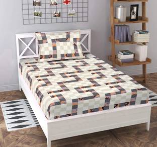 Crafteal Cotton Single Flat 200 TC Floral Bedsheet