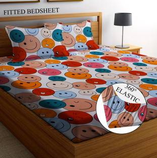 LX LOYREX 220 TC Microfiber Double, King, Queen Self Design Fitted (Elastic) Bedsheet
