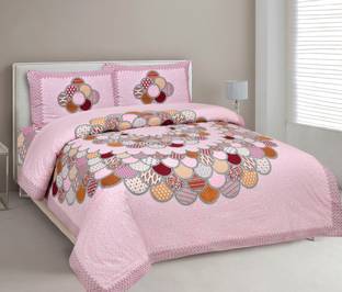 Mohini Dyeing 260 TC Cotton King Jaipuri Prints Flat Bedsheet
