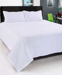 Om Trading Cotton Double Flat 220 TC Solid Bedsheet