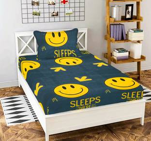 Crafteal 160 TC Microfiber Single Self Design Flat Bedsheet