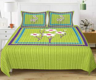 Ubania Collection 144 TC Cotton Double Jaipuri Prints Flat Bedsheet