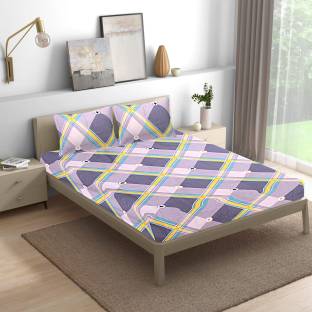 Pisaganj 250 TC Cotton King Printed Fitted (Elastic) Bedsheet