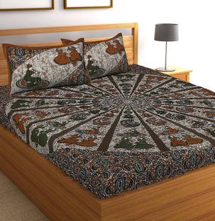 VORTOP TRADE 210 TC Cotton Double Printed Flat Bedsheet