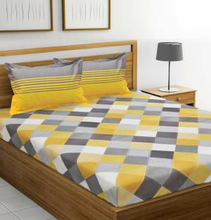 Muskan Creation 120 TC Cotton Queen Printed Flat Bedsheet