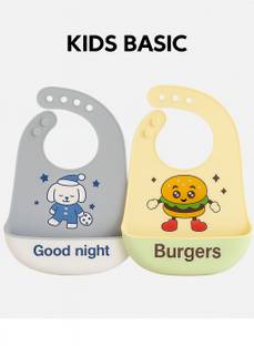 KIDS BASIC Baby Bibs | Waterproof Feeding Bibs with Food Catcher | BPA-Free & Adjustable