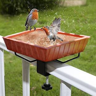 Jetwals Terracotta Bird Bath, Earth Brown pack of 1 Regular Bird Bath