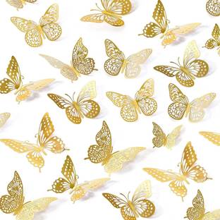 PARTY MIDLINKERZ Golden Valentine 3D Butterfly Shape Hanging Strip Decoration Kit for Birthday