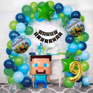 KIDOS Minecraft Theme DIY Kit for 9th Birthday Decoration (Pack of 72)