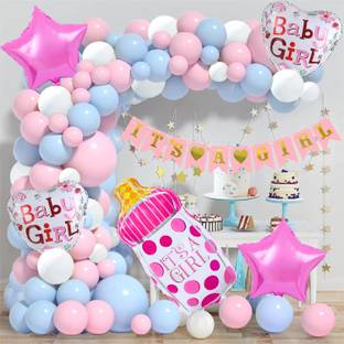 Rozi Decoration Printed Its A Girl Pink Theme Baby Shower Decoration Items Balloon Bouquet