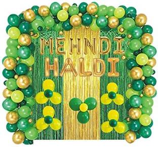 groovy dudz Haldi Mehndi Ceremony Decoration Kit Balloon (Yellow Green, Pack of 50)